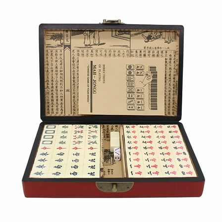 BESTSKY Portable Mahjong Set with Wooden Case for Travel or Family Game Night