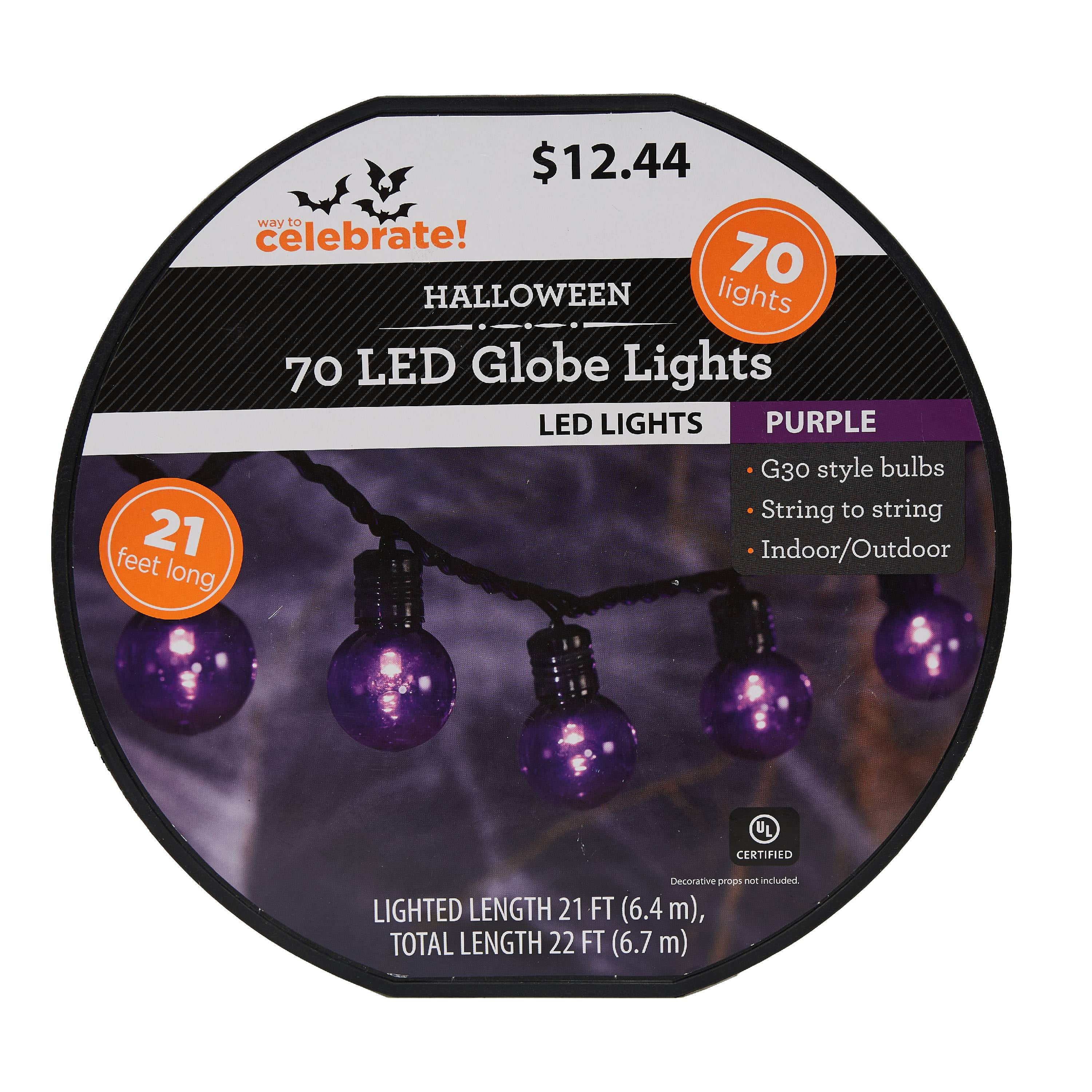 Way To Celebrate Halloween 70 LED Globe Lights, Purple, 21' Walmart