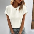thumbnail image 2 of Summer Plus Size Shirts for Womens Fashion Solid Color Cotton And Linen Pleated Round Neck, 2 of 6