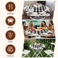 thumbnail image 7 of Chicken Hen Round Tablecloth, Fitted Table Cover with Elastic for 36"-44" Round Tables, Rooster Animals Farmhouse White Black Plaid Vintage Table Cloth Outdoor Dinning Party Waterproof Tablecloths, 7 of 7