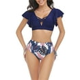 thumbnail image 2 of Liacowi Mommy and Me Swimsuits 2 Piece Bikinis Set Print Fly Sleeve Tops + Briefs Swimwear Bathing Suit Beachwear for Women＆＆Girls, 2 of 9