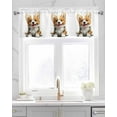 thumbnail image 2 of Brown White Puppy Kitchen Valances for Windows Farmhouse Linen Window Valance Curtain for Living Room Window Treatment Modern Cute Watercolor Dog Cartoon Valance Rod Pocket Topper Drape, 42 x 18 Inch, 2 of 6