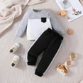 thumbnail image 2 of NIEWTR Toddler Boys Clothes Set Crewneck Sweatshirt Long Sleeve Sweater Contrast Color Pocket Pants Fall Outfits(Z04-Grey,2-3 Years ), 2 of 4