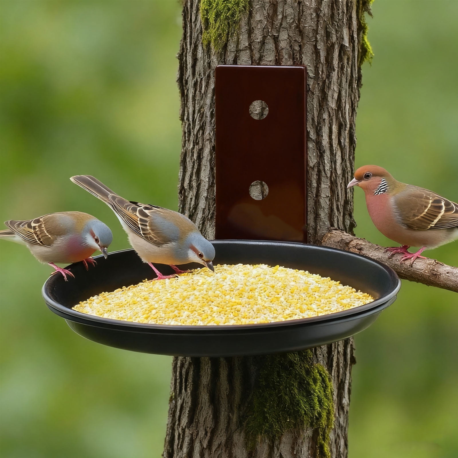 3pcs Fence Bird Feeder Bath Tray for Outside, Plastic Wild Bird Bath Bowl with Metal Holder for Post