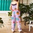thumbnail image 4 of Women’s Easter Jumpsuit Casual Cotton Linen Bib Overalls, Easter Print Loose Fit Womens Vintage Style Jumpsuit for Spring Summer Wear, Purple Pink, S, 4 of 5
