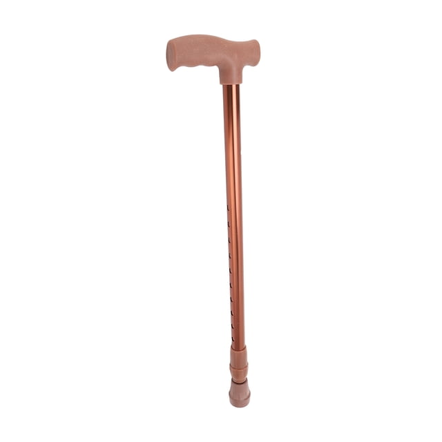 Bastón ajustable ergonómico de goma suave con empuñadura de mano y ligero para ayuda a la movilidad, color café