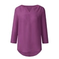 thumbnail image 4 of Delayuji Button Women Ladies Clothing Loose Shirt Chiffon Zipper Long Sleeves Plus Size Tops Purple Xxxl Polyester,Spandex Short Sleeve Shirts for Women, 4 of 4