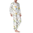 thumbnail image 2 of Naloa Dinosaur Men’s Pajamas Set - Long Sleeve Button Down Sleep Shirt and Pajama Bottoms Sleepwear Set-X-Large, 2 of 7