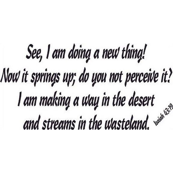 Isaiah 43:19, Bible Verse Vinyl Wall Decal by Scripture Wall Art, 11"x22" Black, Christian