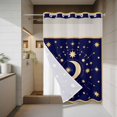 thumbnail image 4 of Star Moon No Hook Shower Curtain with Snap in Liner Retro Gorgeous Gold Polka Dots Stars Moon Dark Blue Waterproof Bathroom Shower Curtain with See Through Top Window for Bathtub 60" x 72", 4 of 9