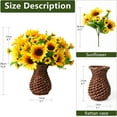 thumbnail image 4 of Artificial Flowers in Vase, Silk Flowers Arrangements, Fake Rose Bouquets in Handmade Rattan Vase for Home Office Dinning Room Table Kitchen Desktop Decoration (Brown), 4 of 5