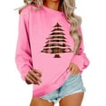 thumbnail image 2 of Xdegoge Women Christmas Sweatshirt Crew Neck Long Sleeve Tops Xmas Tree Graphic Shirts Trendy Cute Winter Tops for Women Women Party Tops, Pink 2XL, 2 of 6
