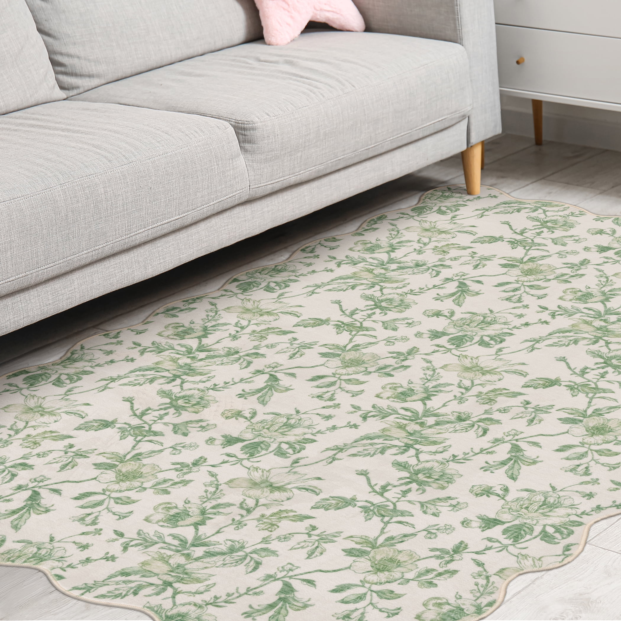 Mainstays Green Floral Faux Fur Indoor Area Rug - 4 ft x 5 ft 6 in