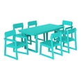 thumbnail image 2 of WestinTrends Paloma 7-Piece Modern HDPE Outdoor Patio Dining Table Set With Umbrella Hole, Turquoise, 2 of 15
