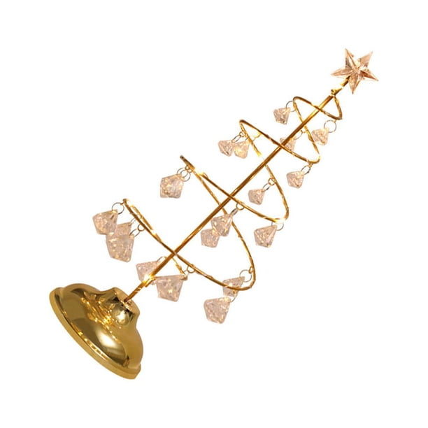 Matsuzay Pequeño árbol de Navidad Cristal Lámpara romántica Luces LED Lámparas decorativas multifuncionales de moda Adorno Fiesta Kits de decoración para fiestas Oro