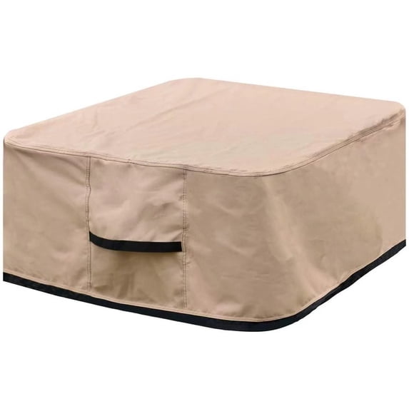 UCEDER Fire Pit Cover Polyester Fabric with TPU Backing Layer Patio Fire Bowl Cover (32''L x 32''W x 16''H, Brown-Square)