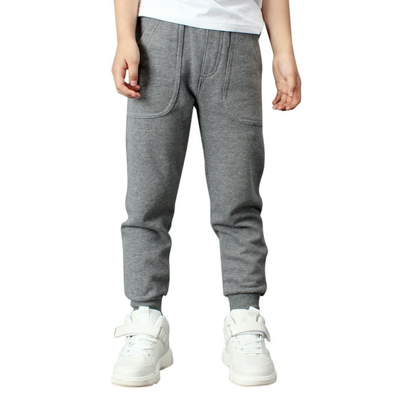FAOWME Toddler Boys Girls Active Jogger Trousers Sweatpants Pants Kids Casual Athletic Pocket Pull On Pants Grey 11-12 Years