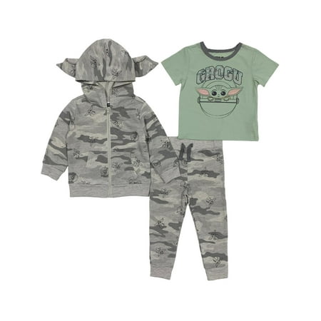 

Star Wars The Mandalorian Toddler Boys Baby Yoda Hoodie T-Shirt and Pants Set Sizes 2T-4T
