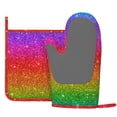 thumbnail image 3 of Kll Rainbow Glitter Oven Gloves And Pot Holders Grill Gloves - Oven Gloves And Pot Holders, Non-Slip Cooking Gloves With Recycled Pads, 3 of 9