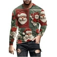 thumbnail image 3 of UVEASISHA Soldes de Liquidation T-Shirts Graphiques de Noël pour Hommes Grande Taille Mignon Imprimé du Père Noël Manches Longues Chandails Col Rond Mode T-Shirt de Noël Hauts Vacances Cool Mode Urbaine Multicolore TG, 3 of 6