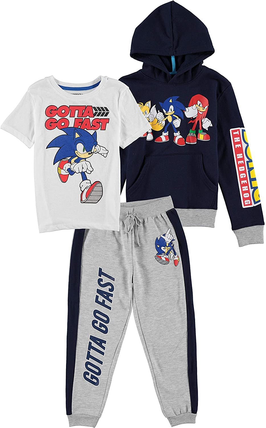 & Jogger Sweatpant Boys 4-20 T-shirt SEGA boys Sonic the Hedgehog Graphic Hoodie 3-piece Athleisure Outfit Bundle Set 