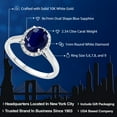 thumbnail image 2 of Gem Stone King 10K White Gold Blue Sapphire and Diamond Engagement Ring | 2.34 Cttw | Oval 9X7MM | Wedding Anniversary Promise Ring for Women | Gemstone Birthstone, 2 of 5