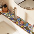 thumbnail image 2 of Yayeee Faucet Mat for Kitchen Sink 14.7" Diatomite Long Splash Guard Pad, Blue Floral, 2 of 7