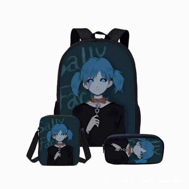 Set de mochilas de nailon con dibujos animados de Sallys Faces para niños y escuelas, 3 unidades