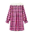 thumbnail image 5 of JIAYUE Girls Christmas Nightgown Long Sleeve Crew Neck Ruffle Cuff Plaid Xmas Light Print Pajamas Dress For Sleeping Wear, 5 of 5