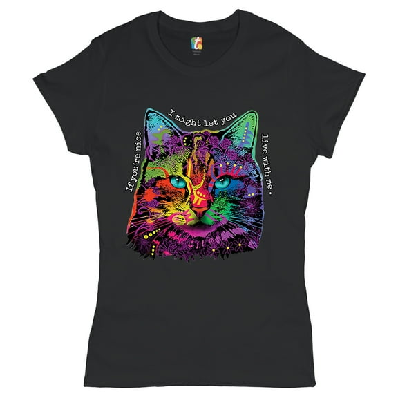 Tee Hunt If You're Nice I Might Let You Live with Me T-Shirt Andy Maxx Cat Women's T-Shirt Tee