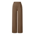 thumbnail image 6 of Pants for Women Casual Dress Wide Leg Work Slacks Stretchy Straight High Waisted Trousers Elastic Womens Pants Brown XXXL, 6 of 9
