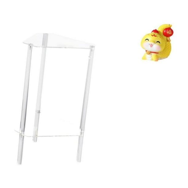 Mesita de noche,Mesa auxiliar de acrílico transparente,mesa auxiliar transparente de 2 niveles,Mesa pequeña de acrílico,mesita de noche pequeña,compacta,Estatua de serpiente de dibujos