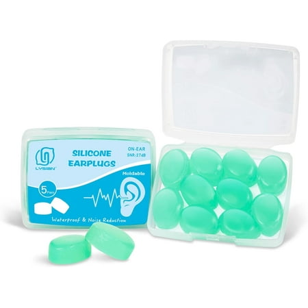 

Soft Moldable Silicone Earplugs 5 Pairs 27Db Snr Noise Cancelling Ear Plugs For Swimming Sleeping Reading (Green)