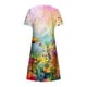 thumbnail image 5 of Puntoco Vestido De Verano Para Mujer, Informal, Estampado, De Playa, De Manga Corta, Con Cuello Redondo, Suelto, Vestido De Manga Corta Con Cuello Redondo, Color Rosa L,Regalos Para Mujer Joven, 5 of 5