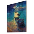 thumbnail image 2 of Designart 'Fishing Boats On The Water With Dark Blue Sky Illustration' Lake House Print on Natural Pine Wood, 2 of 5