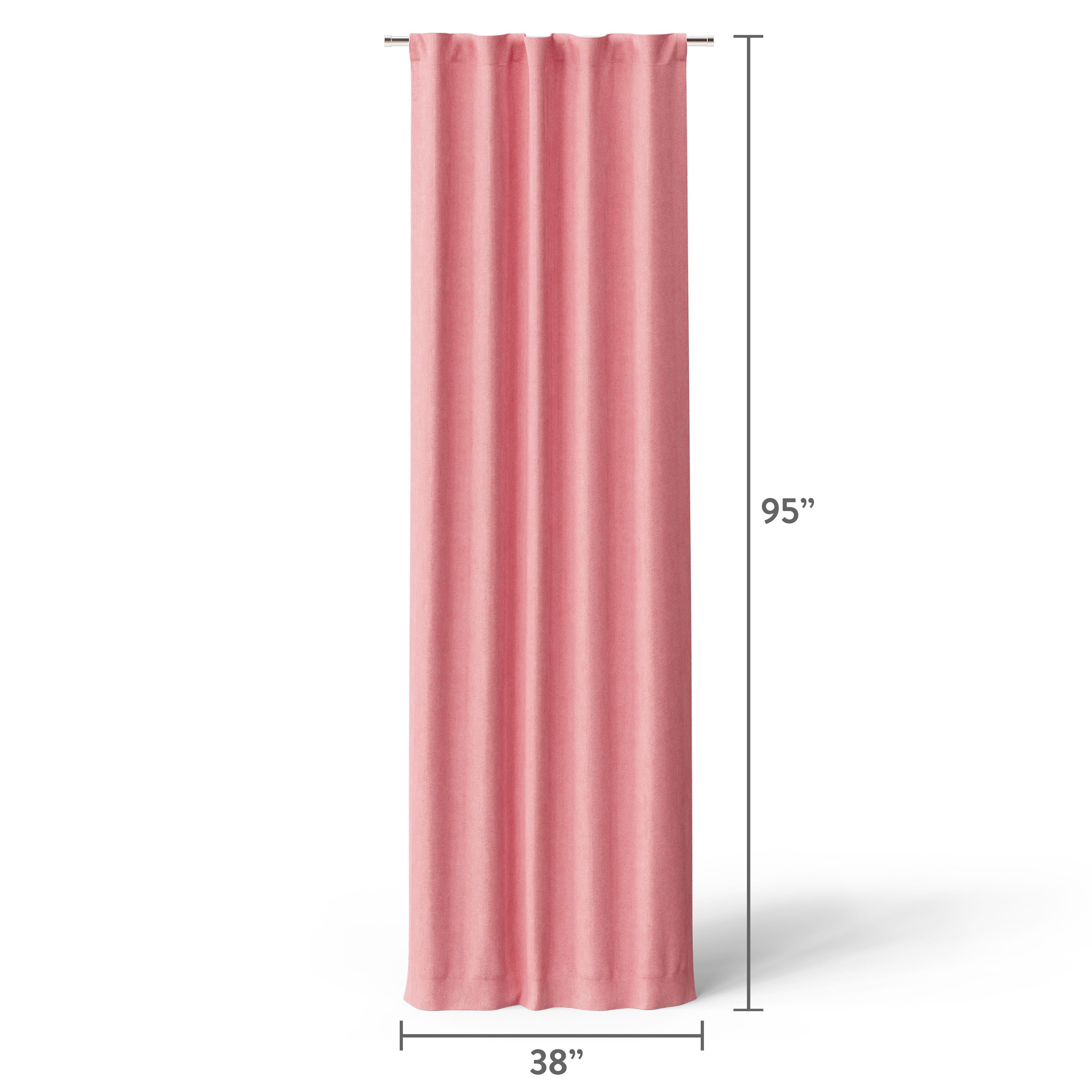 Mainstays Kids Pink Ribbed Corduroy Blackout Single Curtain Panel with Rod Pocket and Back Tabs, 38 in x 95 in, 1 Panel
