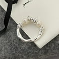 thumbnail image 3 of Women Ring Imitation Pearl Decor Irregular Shape Beads Handmade Ring Adjustable Opening Design Finger Ring, 3 of 8
