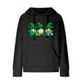 thumbnail image 4 of Women's Waffle Sweatshirts St. Patrick's Day Letter Graphic Print Drawstring Casual Loose Pullover Hoodies with Pockets(Black,M), 4 of 5