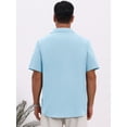 thumbnail image 3 of DARING DIVA Men's Linen Chest Pockets Short Sleeves Button Down  Shirt XL Sky Blue, 3 of 7