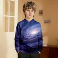 thumbnail image 5 of ZXLBBD Boys Sweatshirt Long Sleeve Galaxy Print Pullover Hoodie Sweatshirt with Front Pocket for Kids Youth School and Playwear Casual Durable,Purple,Size 7 Y-8 Y, 5 of 7