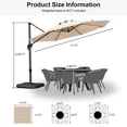 thumbnail image 3 of PURPLE LEAF Parasol Déporté Rond de 3,35 m (11 Pi), Grand Parasol Suspendu en Aluminium avec Rotation à 360°, Réglable, pour Jardin et Piscine, Beige, 3 of 8