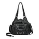 thumbnail image 4 of Bolso de hombro de cuero PU perfecl bolso de mano cubo informal cremallera negro, 4 of 7