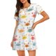 thumbnail image 1 of Easygdp Colorful Crabs Camisón de manga corta para mujer, informal, estampado, 1 of 6