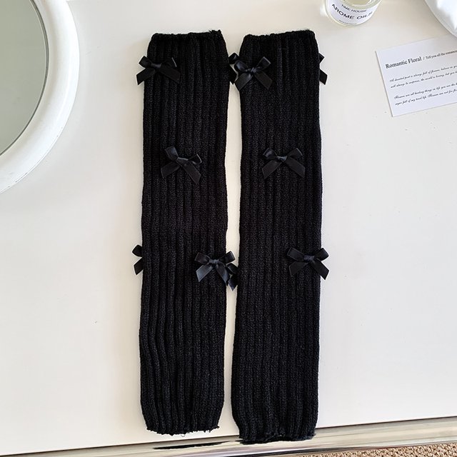 Calcetines de pila para mujer, estilo dulce japonés, bonitos calcetines blancos con lazo, medias finas a juego para niña para primavera y otoño
