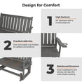 thumbnail image 6 of Innovaze Poly Lumber Patio Glider, Durable HIPS Material, Weather-Resistant Swing Bench for Outdoor Porch Garden (Gray, 2-Seater), 6 of 11