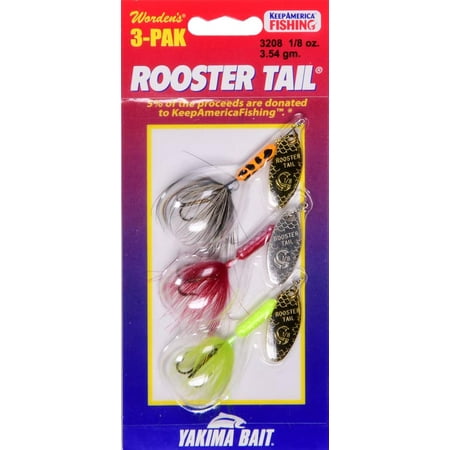 Yakima Bait Worden s Original Rooster Tail Fishing Lures  1/8 oz.  3 Count  3208 S118
