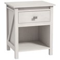 thumbnail image 1 of Table de chevet avec tiroir et étagère pour chambre à coucher, Blanc, 1 of 10