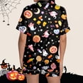 thumbnail image 6 of CONZONE Halloween Womens Pajamas Set Printed Short Sleeve Button Down Tops and Shorts Hallowmas Sleepwear Cozy 2 Piece Pjs Set for Women, 6 of 7