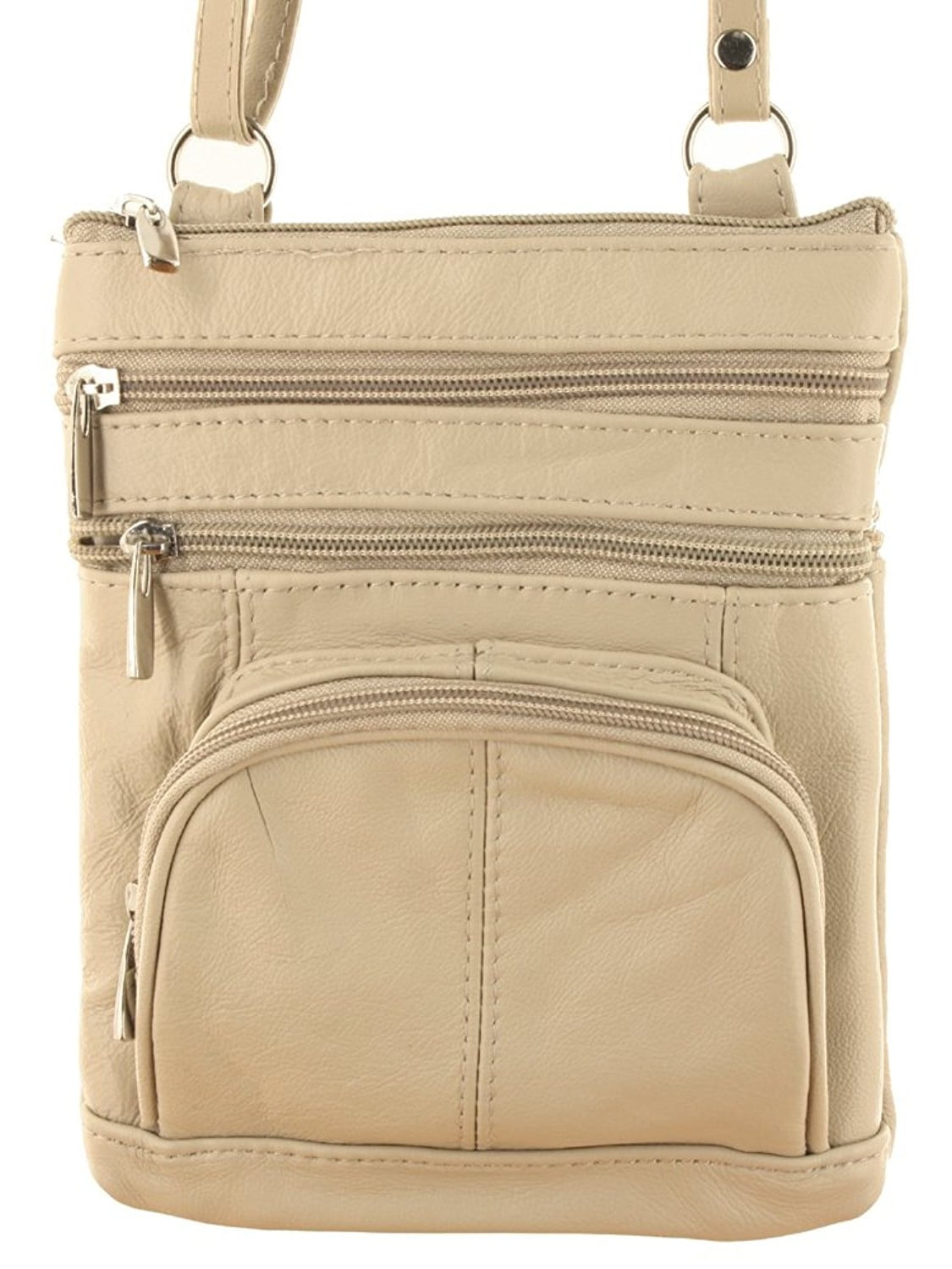 Roma Leathers Genuine Leather MultiPocket Crossbody Purse Bag