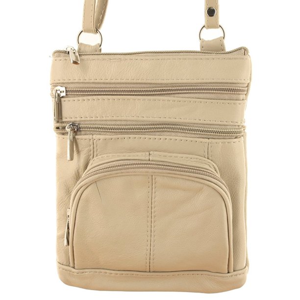 Roma Leathers Roma Leathers Genuine Leather MultiPocket Crossbody